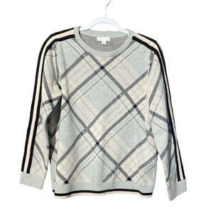 Charter Club Varsity-Stripe Plaid Sweater Women's Size Large